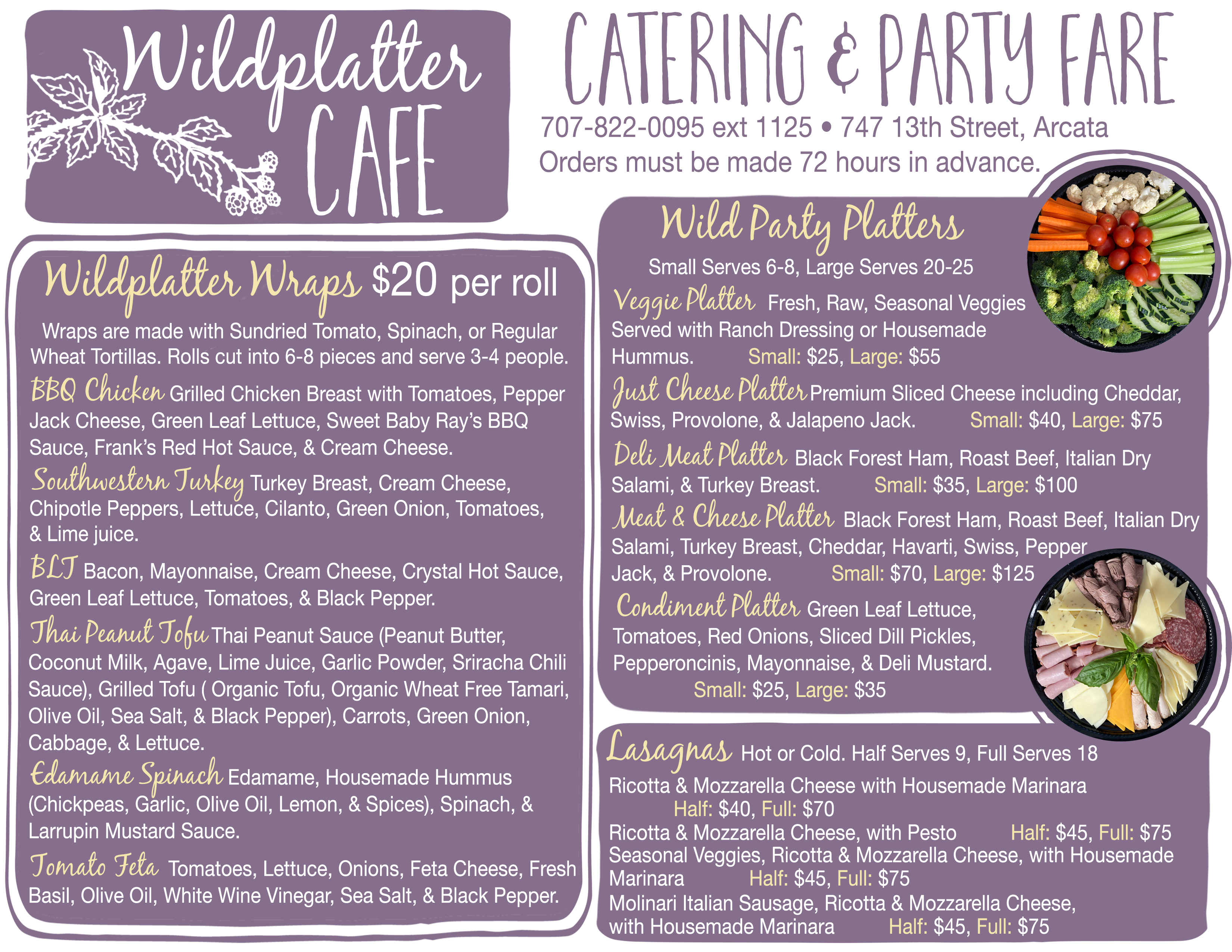 Wildplatter Cafe Catering Menu Image